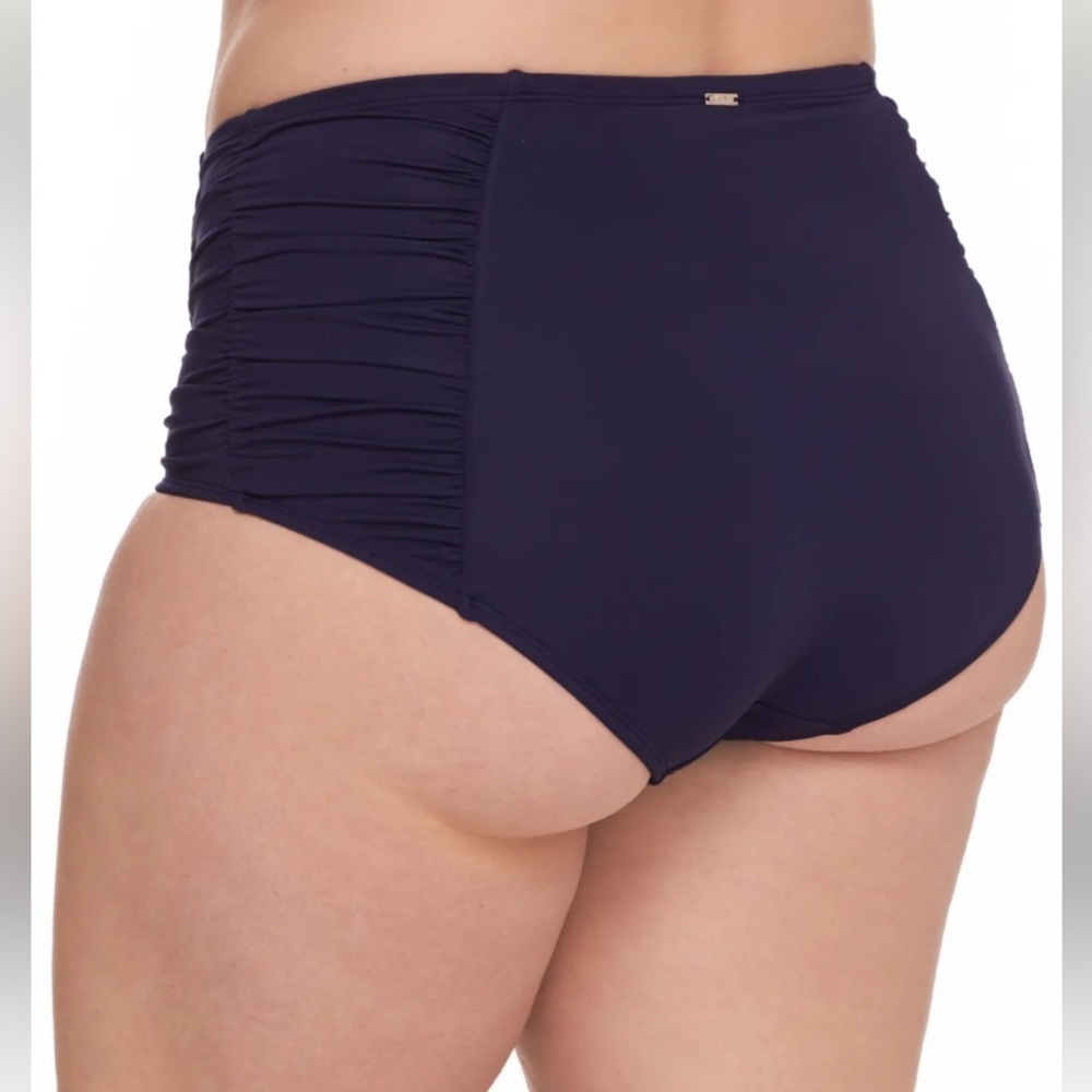 NWT anne cole bikini bottoms swimwear plus size navy blue swim 18W 2X